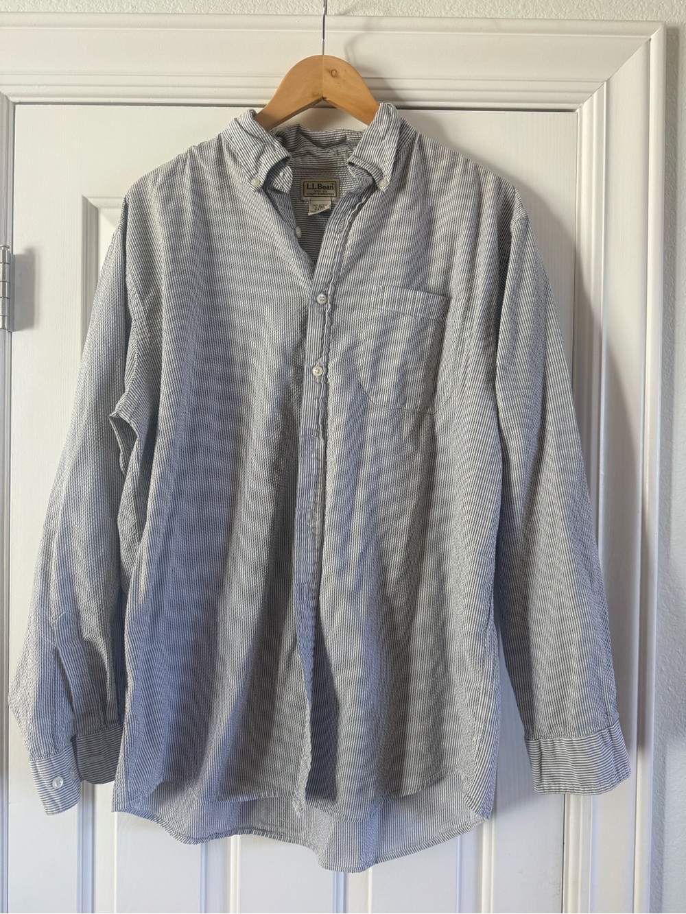 L.L. Bean vintage Men's Light Blue Button-Down Shirt